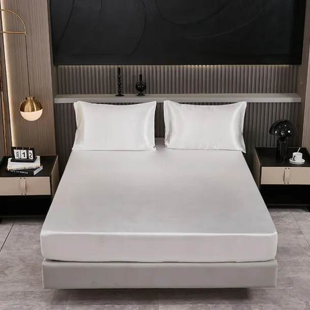 Satin Imitation Silk Set Light Luxury High-grade Pure Color Cool Feeling Bed Sheet Naked Sleeping Bedding