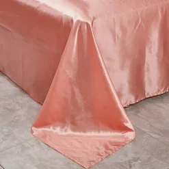 Satin Imitation Silk Set Light Luxury High-grade Pure Color Cool Feeling Bed Sheet Naked Sleeping Bedding