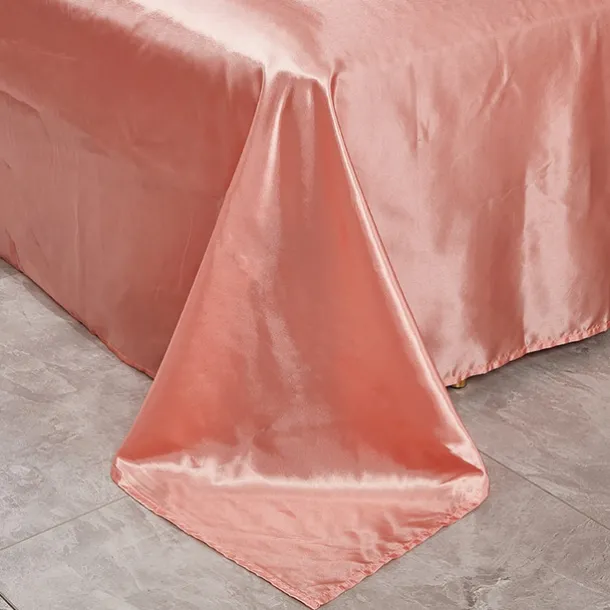 Satin Imitation Silk Set Light Luxury High-grade Pure Color Cool Feeling Bed Sheet Naked Sleeping Bedding