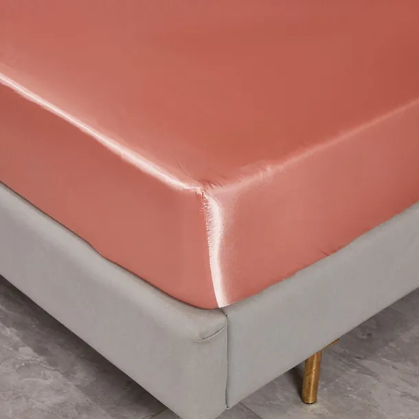 Satin Imitation Silk Set Light Luxury High-grade Pure Color Cool Feeling Bed Sheet Naked Sleeping Bedding