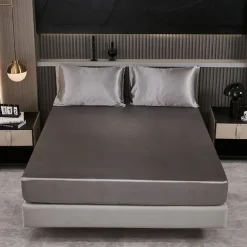 Satin Imitation Silk Set Light Luxury High-grade Pure Color Cool Feeling Bed Sheet Naked Sleeping Bedding