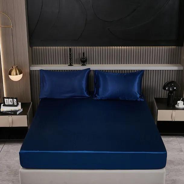 Satin Imitation Silk Set Light Luxury High-grade Pure Color Cool Feeling Bed Sheet Naked Sleeping Bedding