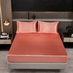 Satin Imitation Silk Set Light Luxury High-grade Pure Color Cool Feeling Bed Sheet Naked Sleeping Bedding