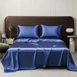 Satin Imitation Silk Solid Color Bedding Three-piece Set Bed Sheet Four-piece Set Pillowcase Combination Sheet Set