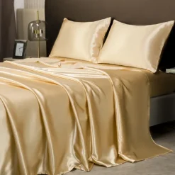 Satin Imitation Silk Solid Color Bedding Three-piece Set Bed Sheet Four-piece Set Pillowcase Combination Sheet Set