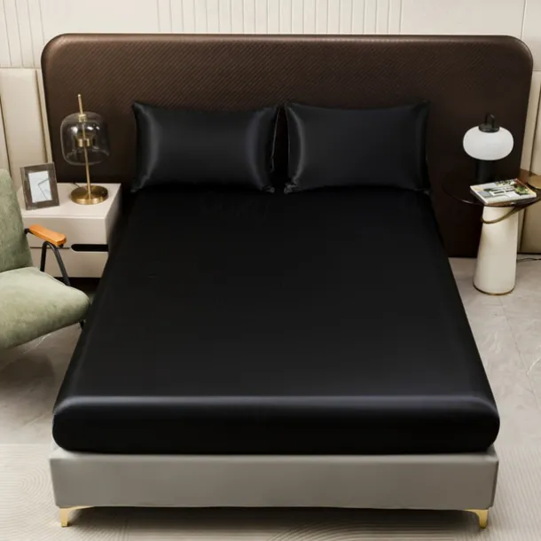 Satin Imitation Silk Solid Color Bedding Three-piece Set Bed Sheet Four-piece Set Pillowcase Combination Sheet Set