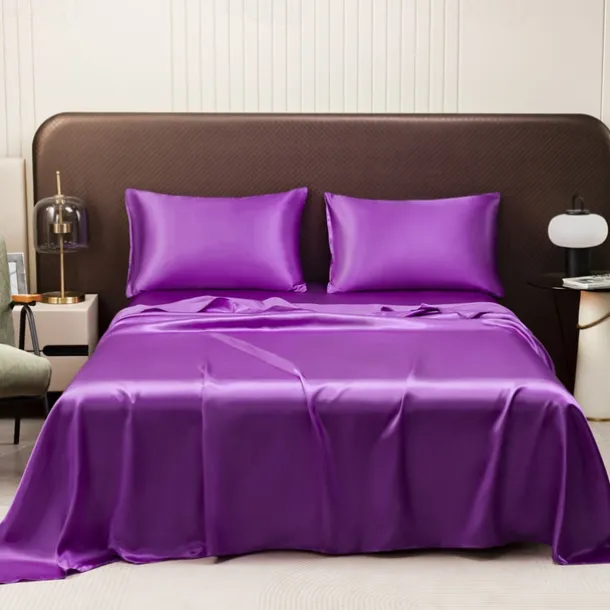 Satin Imitation Silk Solid Color Bedding Three-piece Set Bed Sheet Four-piece Set Pillowcase Combination Sheet Set