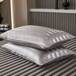 Satin Pillowcase for Hair and Skin 2 Pack Silky Satin Pillow Cases with Strip Pattern No Zipper Pillow Covers with Envelope Closure Suit