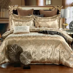 Satin Silk Duvet Cover Bedding Sets Comforter Cover with 1 Duvet Cover or Coverlet，1Sheet，2 Pillowcases for Double/Queen/King(1 Pillowcase for Twin/Single)