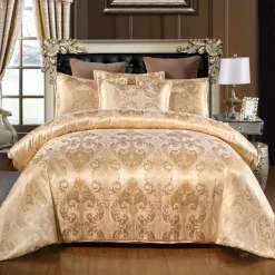 Satin Silk Duvet Cover Bedding Sets Comforter Cover with 1 Duvet Cover or Coverlet,1Sheet,2 Pillowcases for Double/Queen/King(1 Pillowcase for Twin/Single)