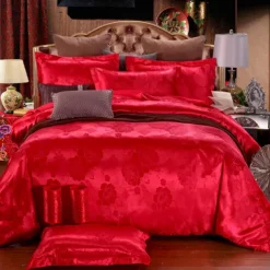 Satin Silk Duvet Cover Bedding Sets Comforter Cover with 1 Duvet Cover or Coverlet,1Sheet,2 Pillowcases for Double/Queen/King(1 Pillowcase for Twin/Single)