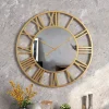 Scandinavian Modern Wind Creative Roman Numerals Mirror Fashion Wall Clock Bedroom Study Decorative Clock Hanging Wall Clock 40cm 50cm