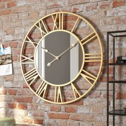 Scandinavian Modern Wind Creative Roman Numerals Mirror Fashion Wall Clock Bedroom Study Decorative Clock Hanging Wall Clock 40cm 50cm