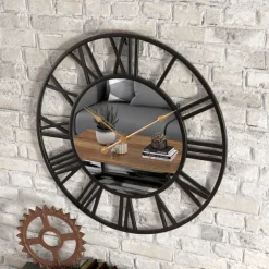 Scandinavian Modern Wind Creative Roman Numerals Mirror Fashion Wall Clock Bedroom Study Decorative Clock Hanging Wall Clock 40cm 50cm