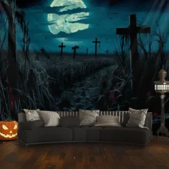 Scarecrows Pumpkin Hanging Tapestry Wall Art Large Tapestry Mural Decor Photograph Backdrop Blanket Curtain Home Bedroom Living Room