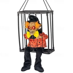 Scary Cage Halloween Doll Haunted House Prop with Screaming Voice Nightmare Creature