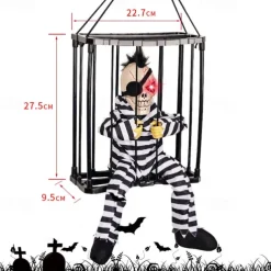 Scary Cage Halloween Doll Haunted House Prop with Screaming Voice Nightmare Creature