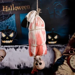 Scary Halloween Decorations Hanging Cocoon Corpse Animated Bloody Skull Corpse with Glowing Eyes & Spooky Sound for Haunted House Party Props Halloween Indoor Outdoor Decor