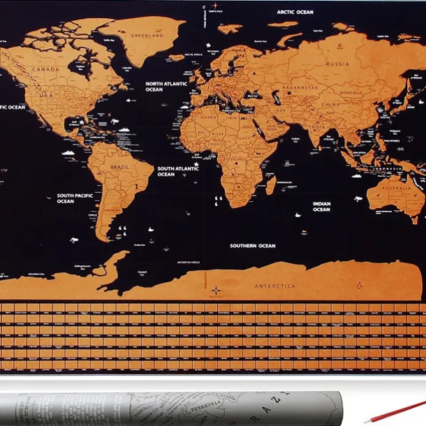 Scratch Map of the World, Scratch off Large Travel Destination Tracker Gift World Map Poster, Christmas Deocr Gift