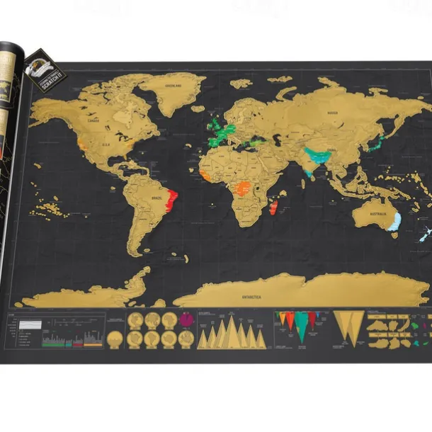 Scratch Map of the World, Scratch off Large Travel Destination Tracker Gift World Map Poster, Christmas Deocr Gift