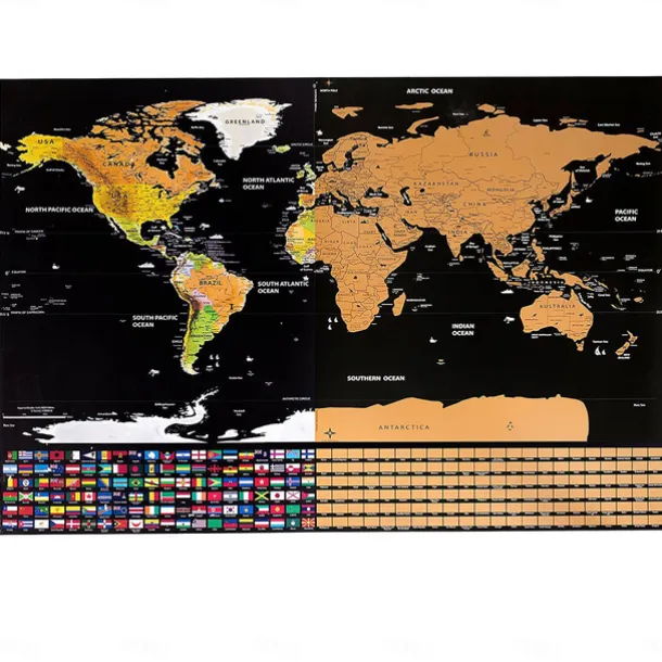 Scratch Map of the World, Scratch off Large Travel Destination Tracker Gift World Map Poster, Christmas Deocr Gift