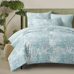 Sea Duvet Cover Set 100% Cotton Soft and Breathable Bedding Featuring Sea Star Sea Weeds Lightweight and Durable Quilt Cover Comfortable for All Seasons Easy to Care