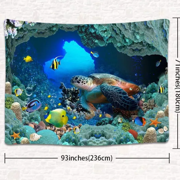 Sea Turtle Hanging Tapestry Wall Art Large Tapestry Mural Decor Photograph Backdrop Blanket Curtain Home Bedroom Living Room Decoration