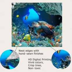 Sea Turtle Hanging Tapestry Wall Art Large Tapestry Mural Decor Photograph Backdrop Blanket Curtain Home Bedroom Living Room Decoration