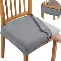 Seat Covers for Dining Room Burgundy Stretch Chair Seat Slipcover Elastic Chair Protector For Dinning Party Hotel Wedding Soft Removable Washable