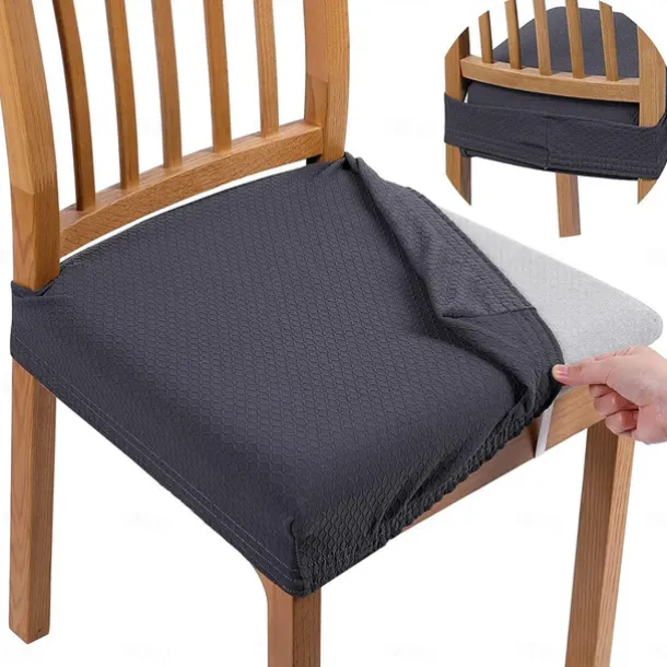 Seat Covers for Dining Room Burgundy Stretch Chair Seat Slipcover Elastic Chair Protector For Dinning Party Hotel Wedding Soft Removable Washable