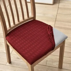 Seat Covers for Dining Room Burgundy Stretch Chair Seat Slipcover Elastic Black Chair Protector For Dinning Party Hotel Wedding Soft Removable Washable