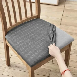 Seat Covers for Dining Room Burgundy Stretch Chair Seat Slipcover Elastic Black Chair Protector For Dinning Party Hotel Wedding Soft Removable Washable