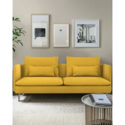 3-Seat Sofa Cover with Fine Linen Armrests Slipcovers Solid Color SODERcover LITB PRIME cover