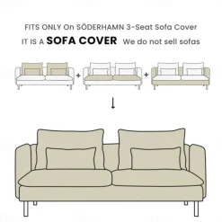 3-Seat Sofa Cover with Fine Linen Armrests Slipcovers Solid Color SODERcover LITB PRIME cover