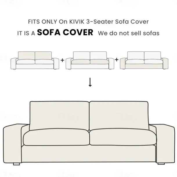 3-Seater Sofa Cover of Solid Color Slipcovers KIVcover LITB PRIME cover
