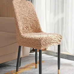 Seersucker Chair Cover Wrinkle Fabric Dinning Chair Cover Curved Back Chair Slipcover Stretch Seat Protector Thicker Seat Cover for Dining Room Hotel Banquet