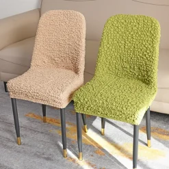 Seersucker Chair Cover Wrinkle Fabric Dinning Chair Cover Curved Back Chair Slipcover Stretch Seat Protector Thicker Seat Cover for Dining Room Hotel Banquet