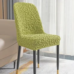 Seersucker Chair Cover Wrinkle Fabric Dinning Chair Cover Curved Back Chair Slipcover Stretch Seat Protector Thicker Seat Cover for Dining Room Hotel Banquet