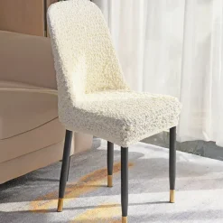 Seersucker Chair Cover Wrinkle Fabric Dinning Chair Cover Curved Back Chair Slipcover Stretch Seat Protector Thicker Seat Cover for Dining Room Hotel Banquet