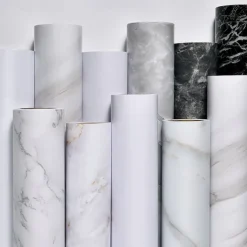 Self Adhesive Marble Wallpaper Waterproof Oil Proof Thickened Matte Surface Kitchen Decoration Refurbished Sticker Furniture Protection Film 3 Meters