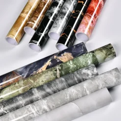Self Adhesive Marble Wallpaper Waterproof Oil Proof Thickened Matte Surface Kitchen Decoration Refurbished Sticker Furniture Protection Film 3 Meters