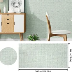 Self Adhesive PVC Waterproof Oil-Proof Burlap Texture Wallpaper Contact Paper Wall Bathroom Kitchen Furniture Renovation Wall Sticker 300*60cm