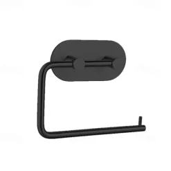 Self Adhesive Toilet Paper Holder and 4pcs Robe Hooks Stainless Steel Contemporary Bathroom Accessory Set Wall Mounted