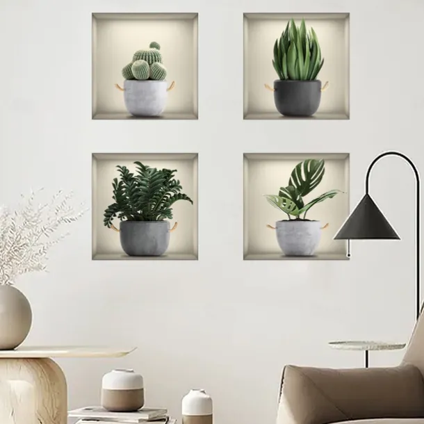 Self-Adhesive 3D Plant Wall Stickers - Waterproof, Dirt-Resistant, Easy Peel-and-Stick Decals for Living Room, Bedroom, Kitchen, and Office - Transform Your Home