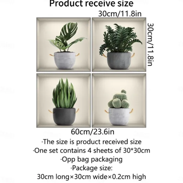 Self-Adhesive 3D Plant Wall Stickers - Waterproof, Dirt-Resistant, Easy Peel-and-Stick Decals for Living Room, Bedroom, Kitchen, and Office - Transform Your Home