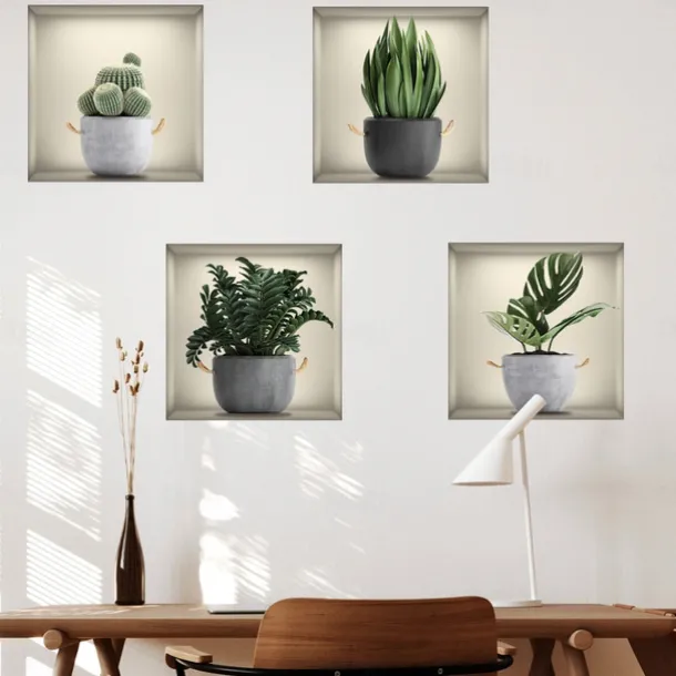 Self-Adhesive 3D Plant Wall Stickers - Waterproof, Dirt-Resistant, Easy Peel-and-Stick Decals for Living Room, Bedroom, Kitchen, and Office - Transform Your Home