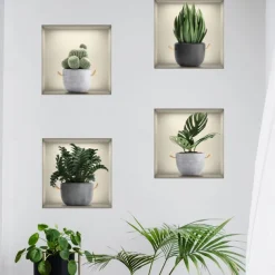 Self-Adhesive 3D Plant Wall Stickers - Waterproof, Dirt-Resistant, Easy Peel-and-Stick Decals for Living Room, Bedroom, Kitchen, and Office - Transform Your Home