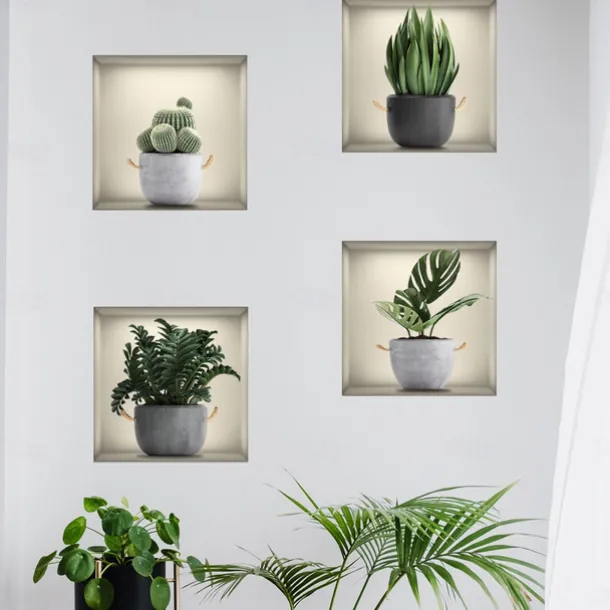 Self-Adhesive 3D Plant Wall Stickers - Waterproof, Dirt-Resistant, Easy Peel-and-Stick Decals for Living Room, Bedroom, Kitchen, and Office - Transform Your Home