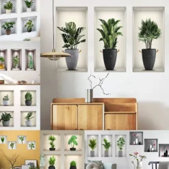 Self-Adhesive 3D Plant Wall Stickers - Waterproof, Dirt-Resistant, Easy Peel-and-Stick Decals for Living Room, Bedroom, Kitchen, and Office - Transform Your Home