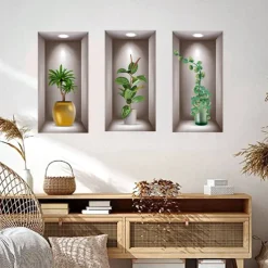 Self-Adhesive 3D Plant Wall Stickers - Waterproof, Dirt-Resistant, Easy Peel-and-Stick Decals for Living Room, Bedroom, Kitchen, and Office - Transform Your Home